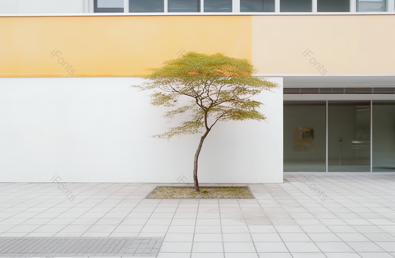 简约风格建筑白色墙壁格子地砖公共空间,高清,摄影图,摄影图片,图片大全,摄影图免费下载